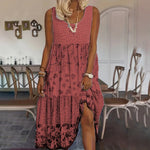 Casual Summer Boho Dress Floral Sleeveless Midi Dress EX-STOCK
