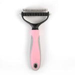 Pet Dematting Comb – Stainless Steel Knot Remover for Dogs & Cats | Pink & Blue