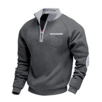 Men's Fleece-lined Heavy-duty Warm Zip-up Stand Collar Patchwork Stylish Casual Long-sleeve Sweatshirt EX-STOCK Canada 