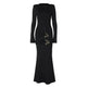 Fashion Round Neck Slim Fit Long Sleeve Bodycon Black Dress - EX-STOCK CANADA