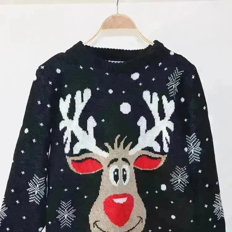 Christmas fawn deer jacquard Cashmere sweater - EX-STOCK CANADA