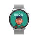 Smartwatch with a digital display showing a cartoon character on a white background