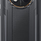 Back view of a black smartphone with carbon fiber texture and Oukitel branding.