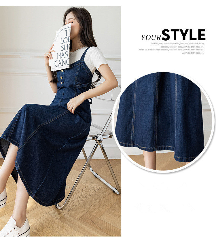Spring And Autumn New Korean Style Casual All-matching Jeans Suspender Dress EX-STOCK Canada 