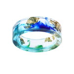 New dried flower resin ring Sen Xiao small  handmade flower gold foil color Epoxy ring