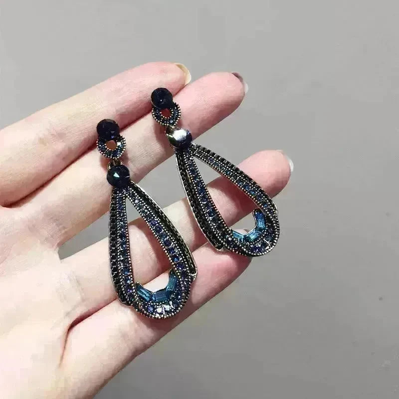Retro Diamond Irregular Drop Silver Stud Earrings - EX-STOCK CANADA