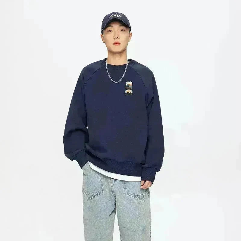 Men's Autumn  Drop-shoulder Sleeve Round neck Oversized Pullover sweatshirts - EX-STOCK CANADA