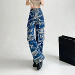 New Tie-dye Baggy CargoTrousers With Pockets Y2K Fashion High Waist Loose Wide Leg Pants Spring And Autumn - EX-STOCK CANADA