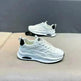 White Laceup Sneakers Fashion Breathable Mesh Flat Shoes Lightweight Versatile Casual Running Walking Shoes - EX-STOCK CANADA