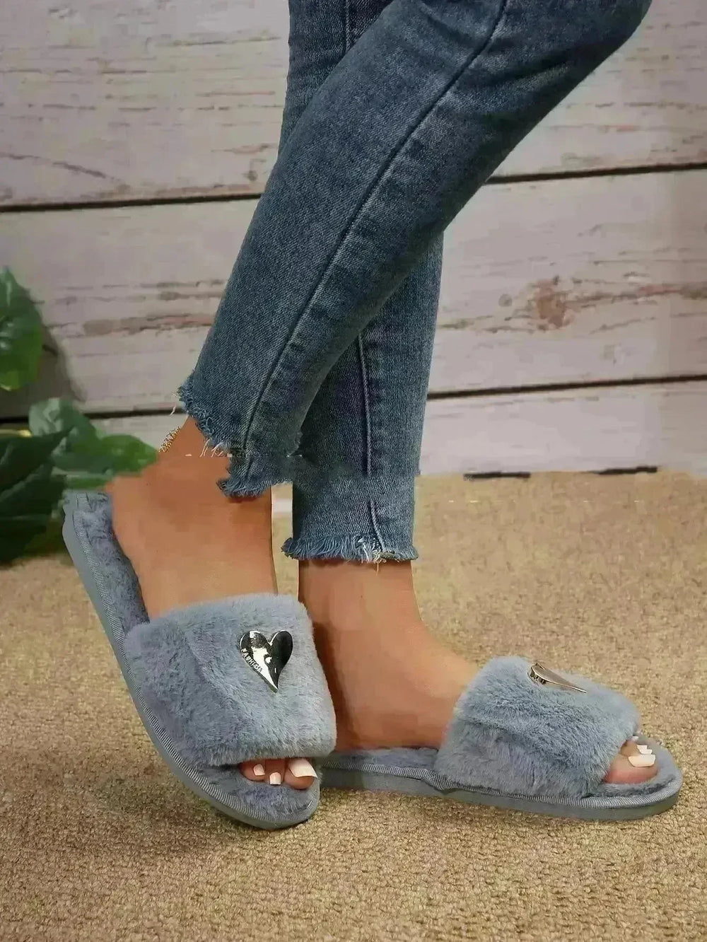 Fluffy Slipper Fall Winter Warm Home Fur Furry Slippers Women Plush Shoes Indoor House Fuzzy Flip Flops Female Padded Fleece Living Bedroom - EX-STOCK CANADA