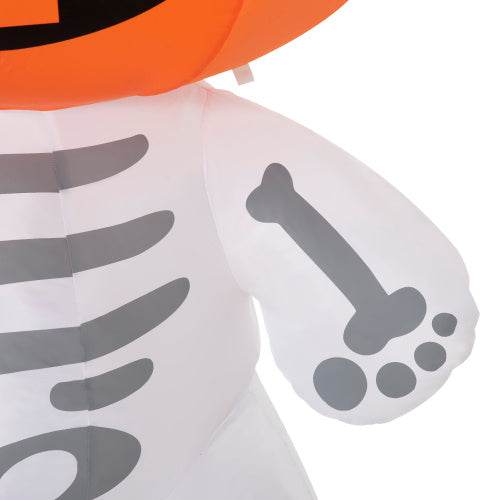 6ft Halloween Inflatables Outdoor Decorations, Smiling Skeleton Ghost With Pumpkin Head, Blow Up LED Yard Decor For Garden, Lawn, Party, Holiday, Waterproof EX-STOCK