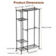 1Pc 4 Tier Heavy Duty Garment Rack With Wheels Carbon Steel Clothing Rack Portable Wardrobe Clothes Rack With 3 Hanging Rods 6 Footrests 44.9x17.13x77.95in EX-STOCK