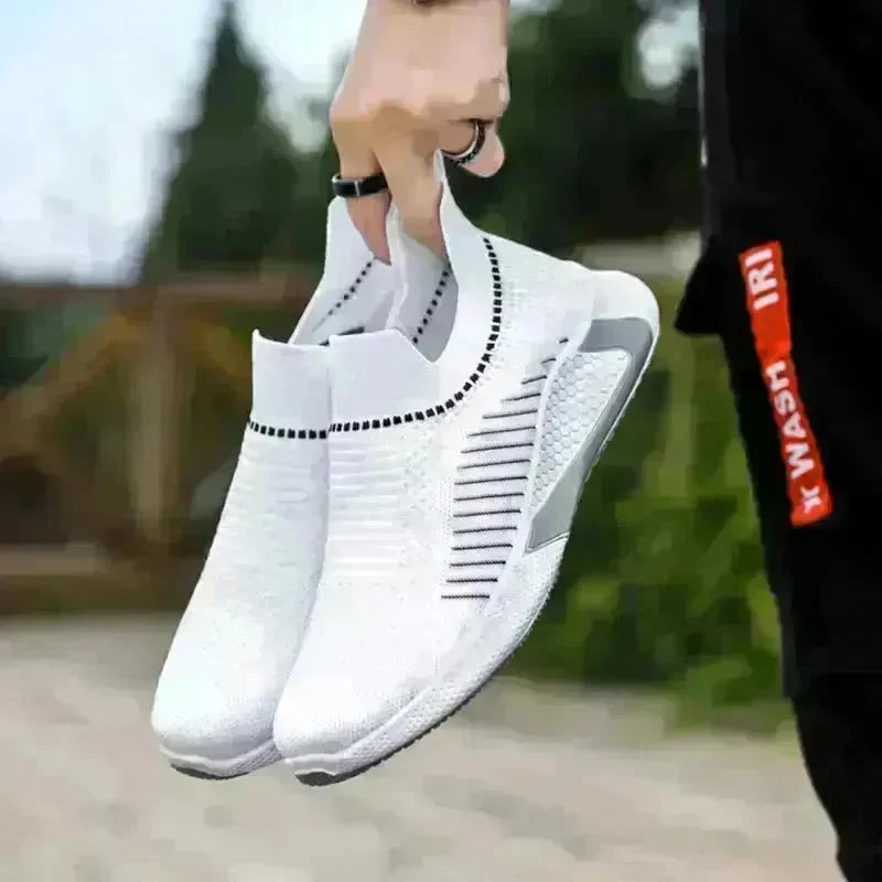 Fashion Mesh Sock Shoes With Striped Design Men Outdoor Breathable Slip-on Sneakers Casual Lightweight Running Sports Shoes - EX-STOCK CANADA