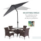 9 X 7 Ft Patio Umbrella Outdoor Table Market With Crank Solar LED Lights Tilt Button For Deck Dark Gray EX-STOCK
