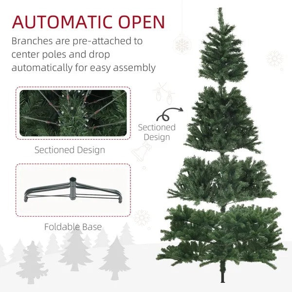 9ft Artificial Christmas Trees With 2132 Branch Tips, Auto Open And Steel Base, Green EX-STOCK Canada 