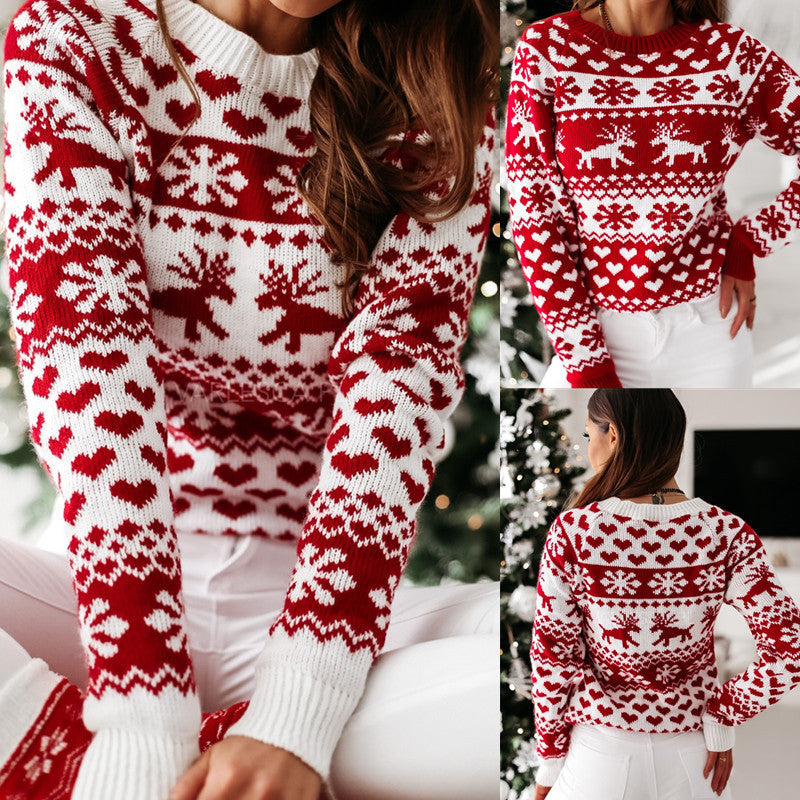 Christmas Elk Long Sleeve Knitted Sweater EX-STOCK Canada 