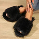 Fashion Open-toed Plush Slippers Winter Warm Indoor Bedroom Floor Soft Fluffy Slipper For Couple Solid Color House Shoes Women - EX-STOCK CANADA