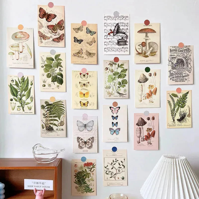 Série de plantes forestières Carte décorative Mur Bandrace Poste Carte d'autocollant Mur Sticker Carte décorative