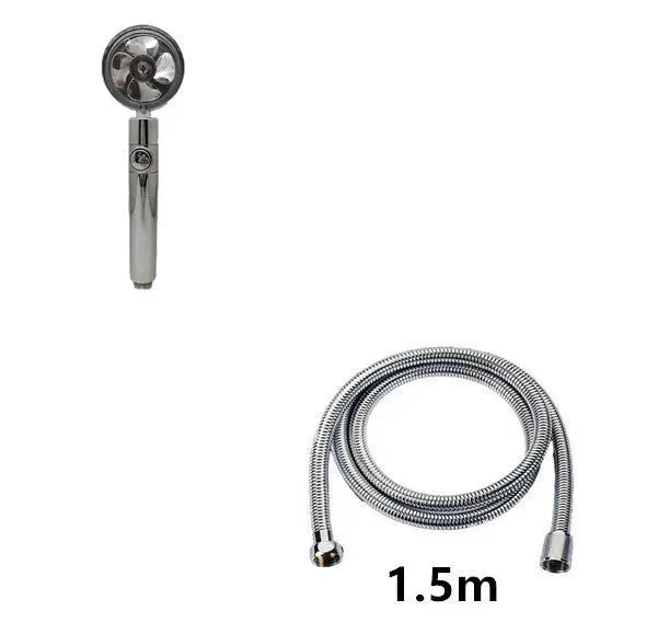 Propeller Driven Shower Head With Stop Button And Cotton Filter Turbocharged High Pressure Handheld Shower Nozzle - EX-STOCK CANADA