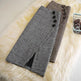 Elegant Women's  professional formal business office work Slit Houndstooth pencil Midi Skirt - EX-STOCK CANADA