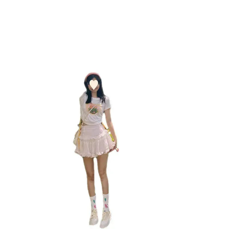 Sweet Girl Lolita High Waist Slimming Flounce Chiffon layered Mini Lace Skirt - EX-STOCK CANADA