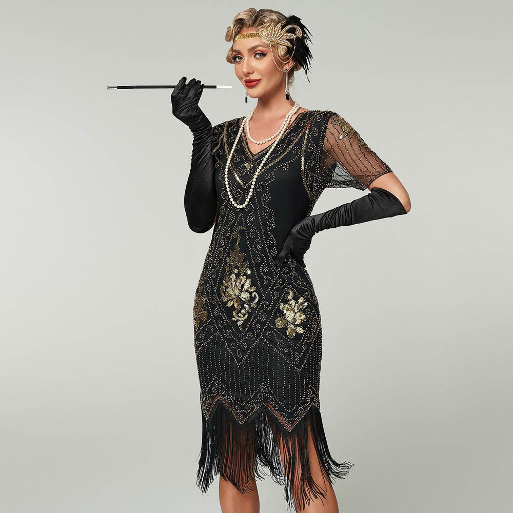Handmade Embroidery Beads Sequin Tassel Fringed Dress - EX-STOCK Canada