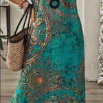 Women's Vintage Floral Print V-Neck Batwing Sleeve Casual Summer Dress Maxi Women Dresses Long Dress - EX-STOCK CANADA