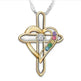 Cross Love Colorful Imitatio Gemstone Pendant Alloy Clavicle Chain Necklace - EX-STOCK CANADA