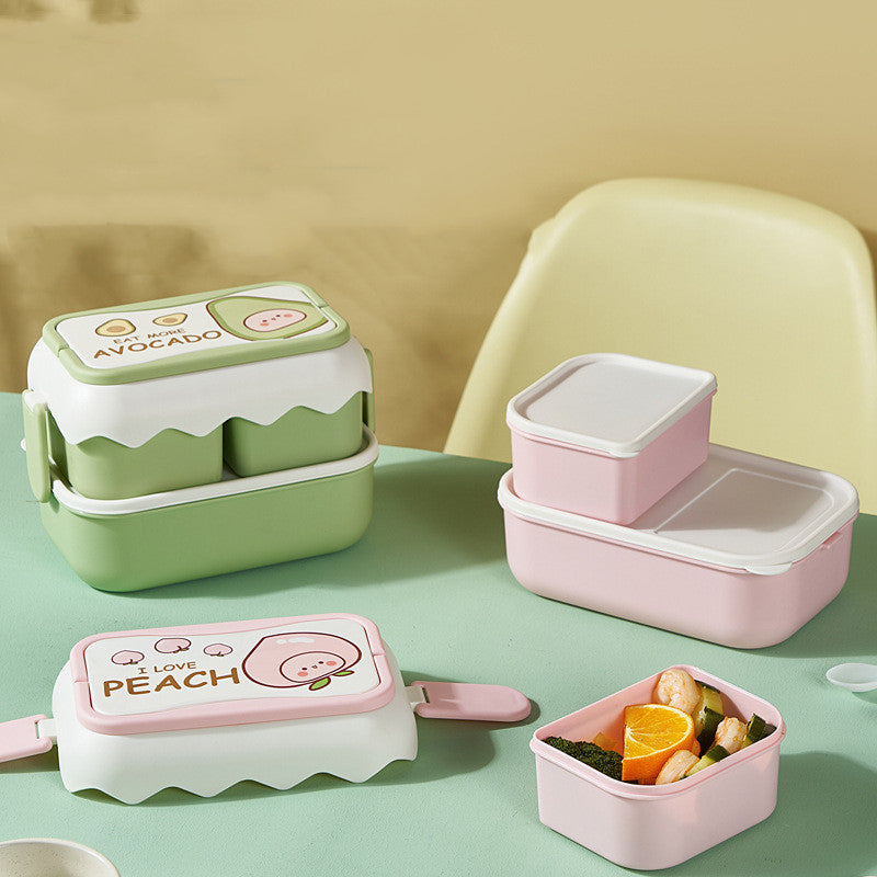 Women's Fashion Simple Cute Double-layer Large Capacity Lunch Box EX-STOCK