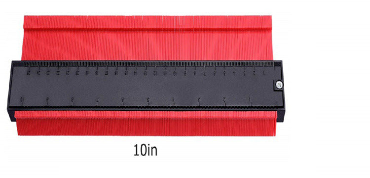 Black rectangular squeegee with red rubber blade on a white background
