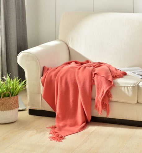 Fringed Knitted Small Blanket Napping Blanket Sofa Blanket EX-STOCK Canada 