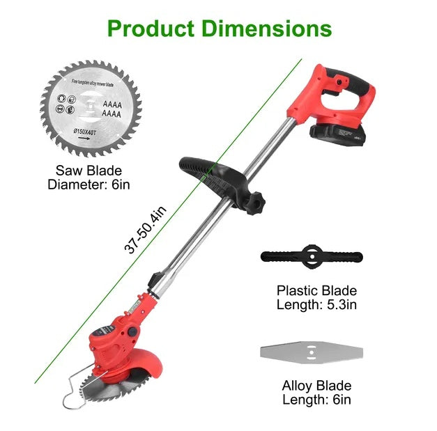 Cortacésped Eléctrico Inalámbrico Recargable Cortadora de Césped Desmalezadora con Hoja de Sierra de Aleación 2 AleacionesEX-STOCK Canada 