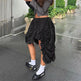 Street Cool Trendy Wrinkle Elastic Waist Irregular Loose Skirt - EX-STOCK CANADA