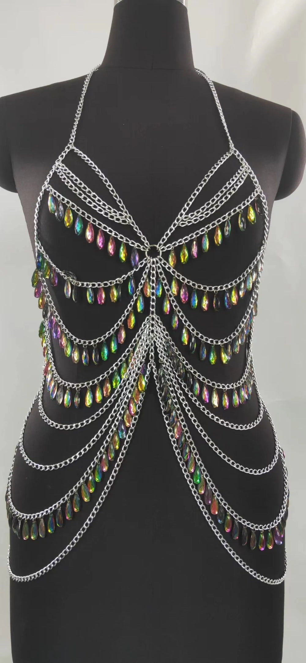 Nightclub Party Colorful  Crystal Body Chains for Stripers Lingerie Accessory - EX-STOCK CANADA