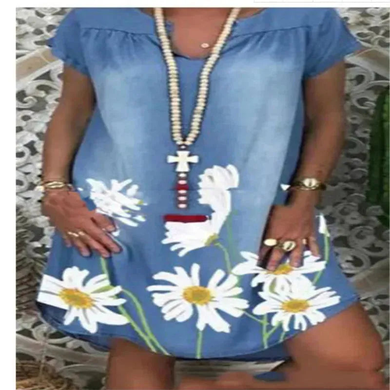 Casual Denim Fashion Floral jeans dress