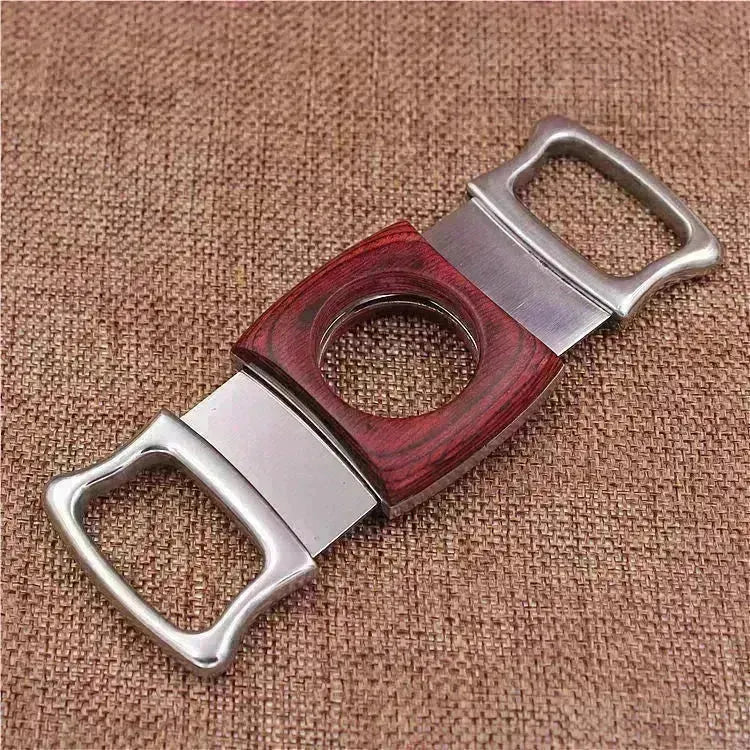 Creative Stainless Steel Thickened Wood Inlaid Cigar Cutter
