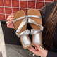 2025 Summer New French Style Low Heel Slippers For Women, Fairy Style Outdoor Fashion Slides, Elegant Match-Dress Sandals In Black, Silver, Beige 