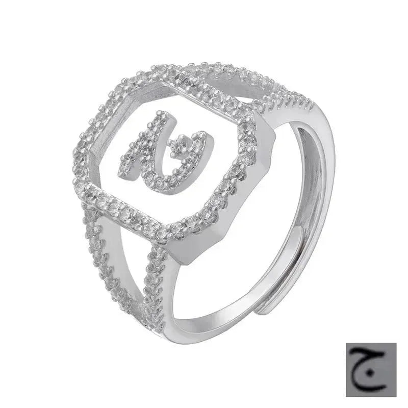 Fashion Micro Inlaid Zircon Arab Letters Ring for women - EX-STOCK CANADA