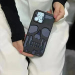 Luxury 3D Skull Metálico Metálico Gótico Caja de teléfono compatible con Apple