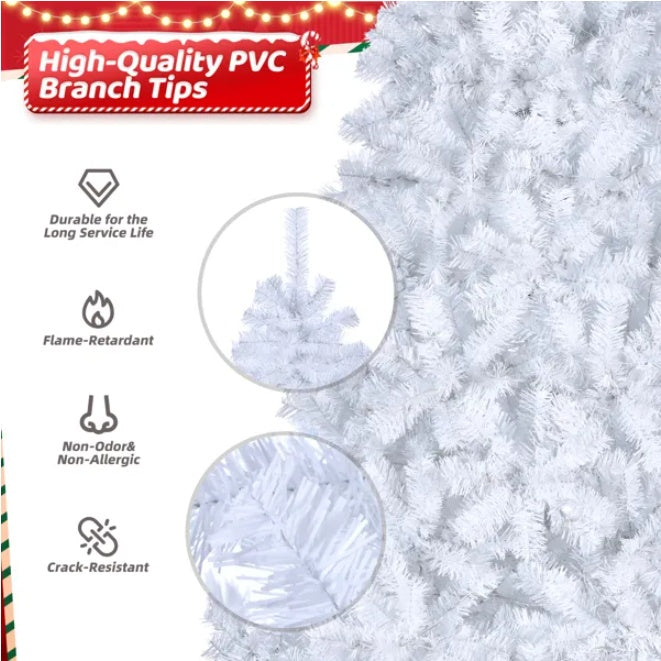 FCH 7ft 1346 Branches Automatic Tree Structure PVC Material 500 Lights Cool Color 8 Modes Christmas Tree White EX-STOCK Canada 