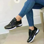Fashionable Casual Lace-up Flat Shoes Women Shallow Round Toe Sports Outing Work Sneakers - EX-STOCK CANADA