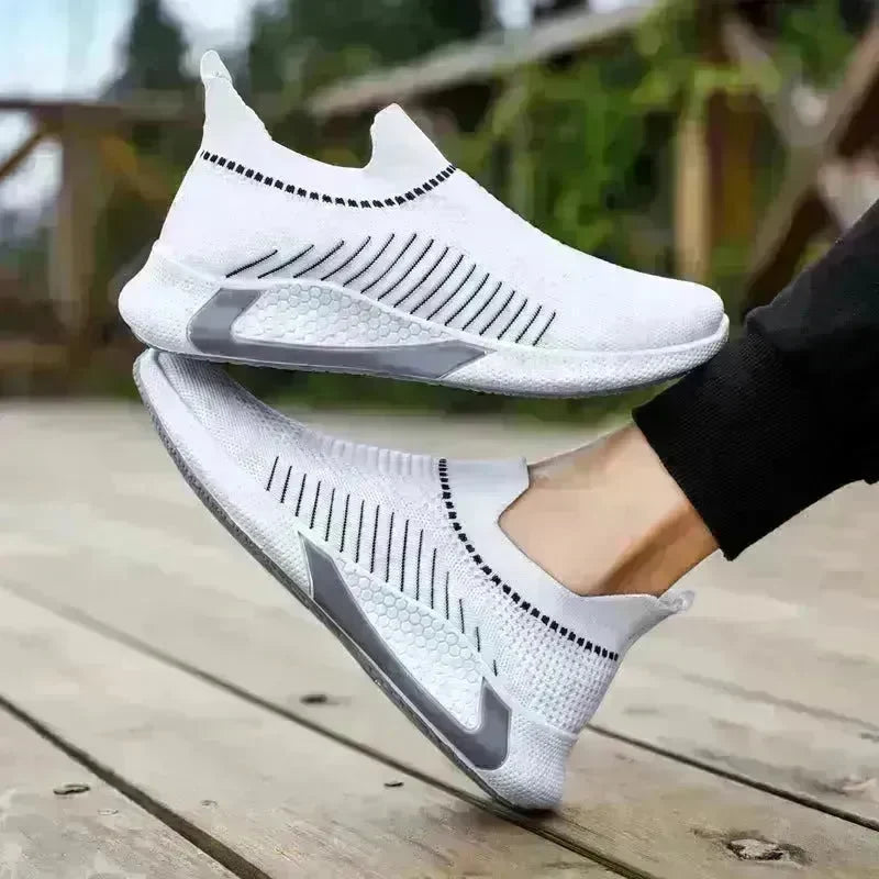 Fashion Mesh Sock Shoes With Striped Design Men Outdoor Breathable Slip-on Sneakers Casual Lightweight Running Sports Shoes - EX-STOCK CANADA