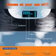 Digital water dispenser with a digital display and control buttons, featuring text and labels.