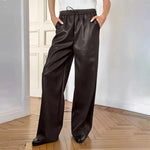 Casual Leather High-waisted Work Formal Trousers Pant women - EX-STOCK CANADA