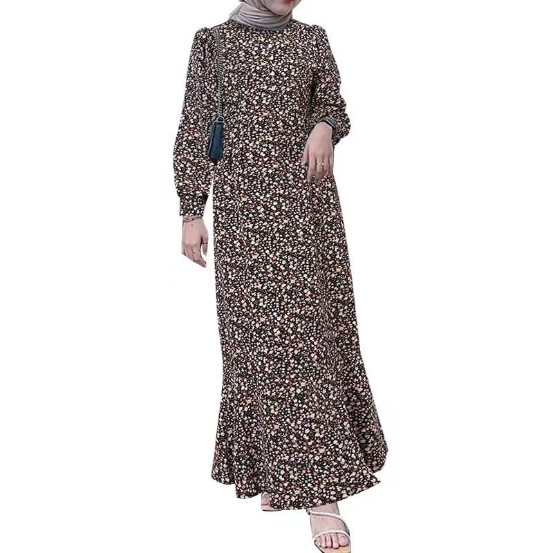 Vêtement musulman style bohème robe courte à petites fleurs - EX-STOCK Canada