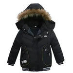 Small Medium-Sized Boys Cotton-Padded Fur Hoodie Winter Jackets for kids - EX-STOCK CANADA