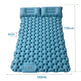 Blue inflatable mattress with dimensions on a white background