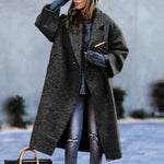 Autumn And Winter Long Woolen Color Temperament Commute No Belt Lapel Loose Woolen Green Coat - EX-STOCK Canada