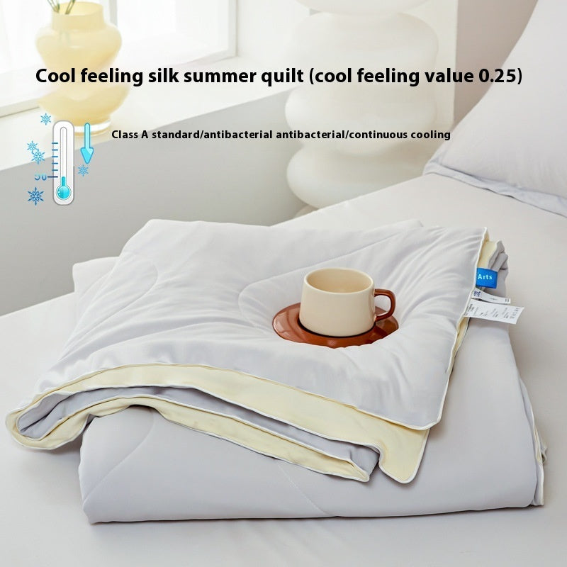 Pure Color Cool Silk Summer Blanket Airable Cover Single Double Summer Ice Cream Ice Silk Summer Quilt Machine Washable Thin Duvet EX-STOCK Canada 
