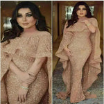 فستان طويل بنمط الشال الأمريكي والأوروبي، فستان مطرز بالترتر باللون الشامبانيا للحفلات المسائية وحفلات العشاء وحفلات الزفاف وحفلات الكوكتيل